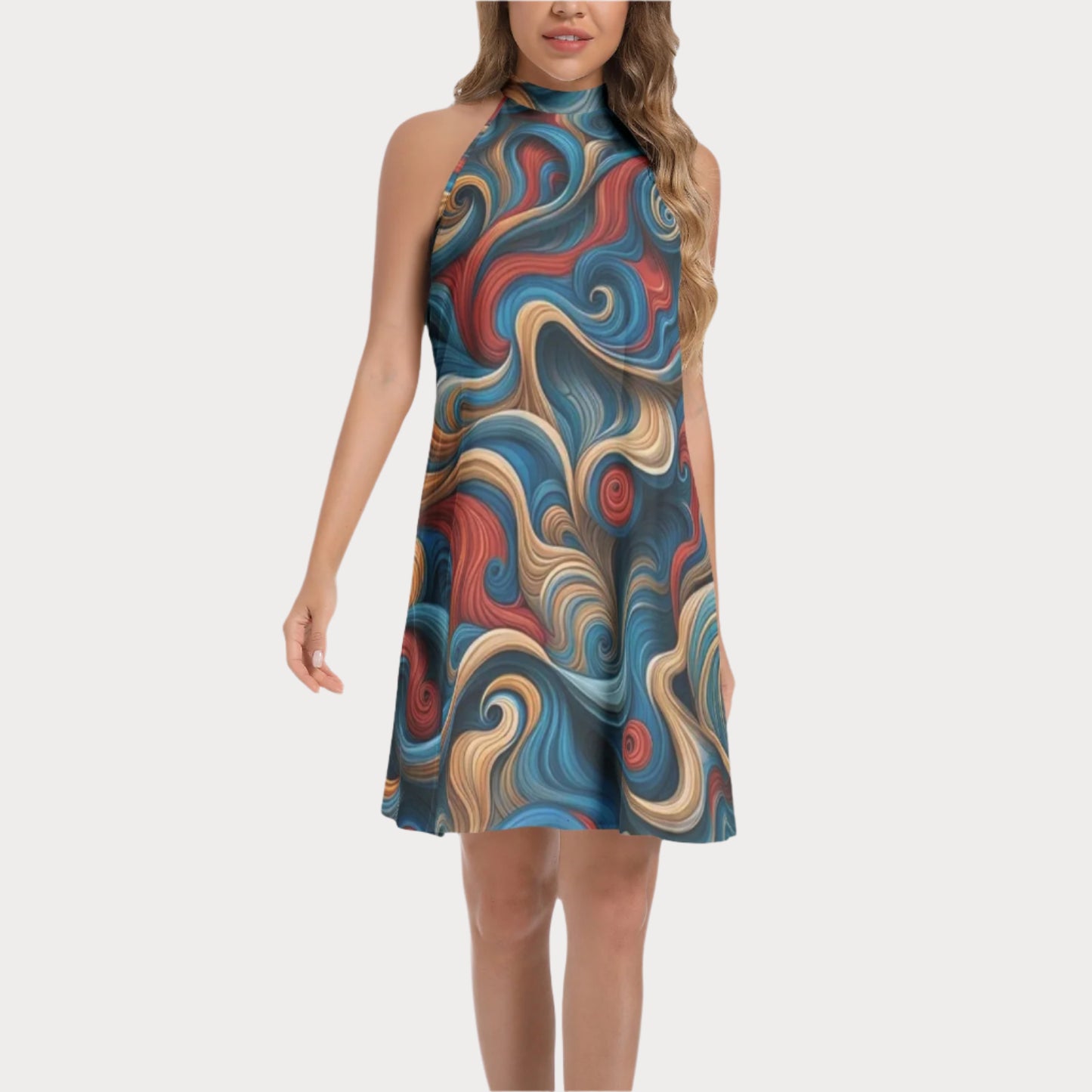 Brooklyn Republic™ Mercy Tie Back Halter Neck Flared Dress