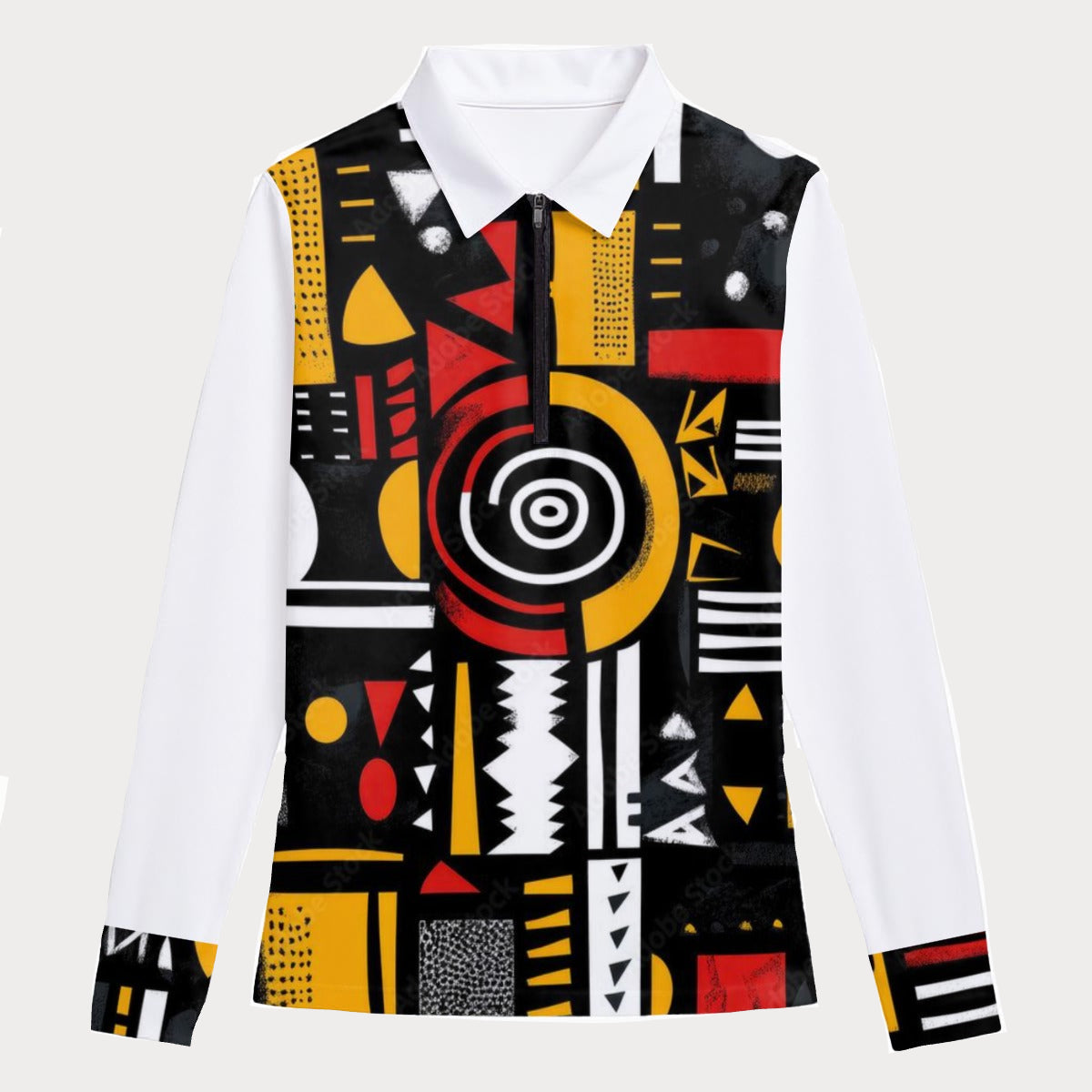 Tribe of Shabazz™ Women's Quarter Zip Sport Shirt With Ndefu Sleeve