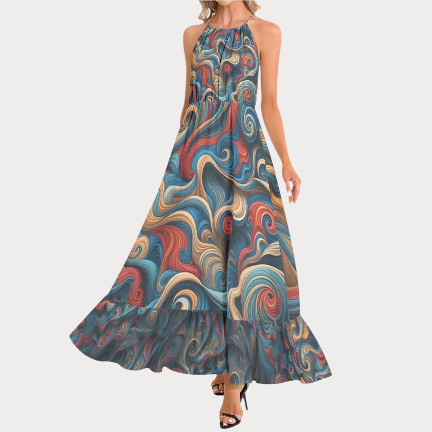Brooklyn Republic™ Mercy Ruffle Hem Halter Neck Maxi Dress