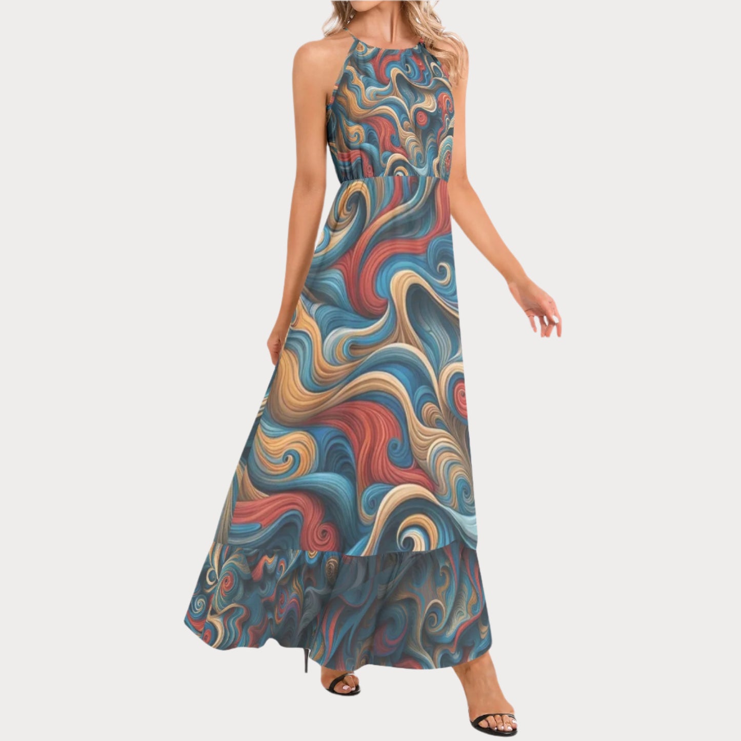 Brooklyn Republic™ Mercy Ruffle Hem Halter Neck Maxi Dress