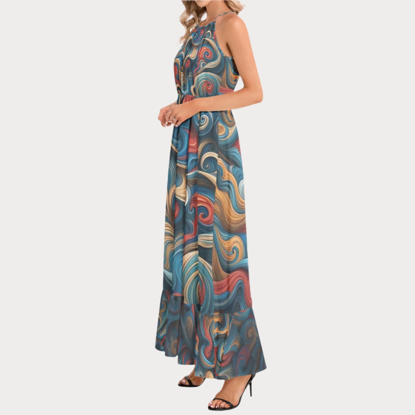 Brooklyn Republic™ Mercy Ruffle Hem Halter Neck Maxi Dress
