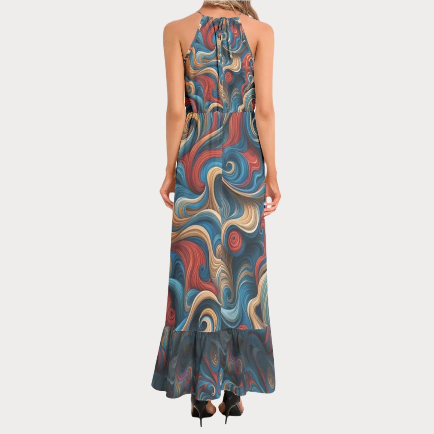 Brooklyn Republic™ Mercy Ruffle Hem Halter Neck Maxi Dress