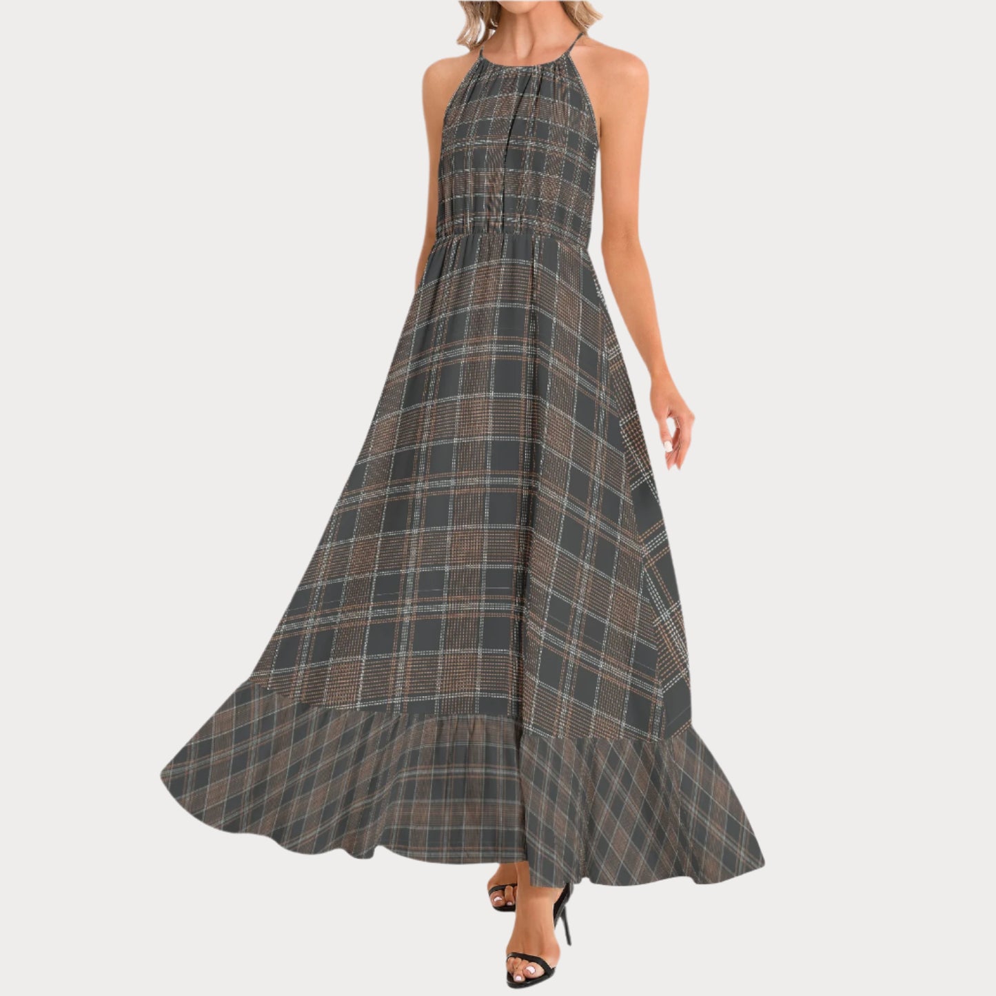Brooklyn Republic™ Truffle Butter Hem Halter Neck Maxi Dress