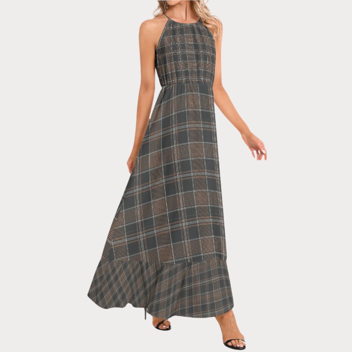 Brooklyn Republic™ Truffle Butter Hem Halter Neck Maxi Dress