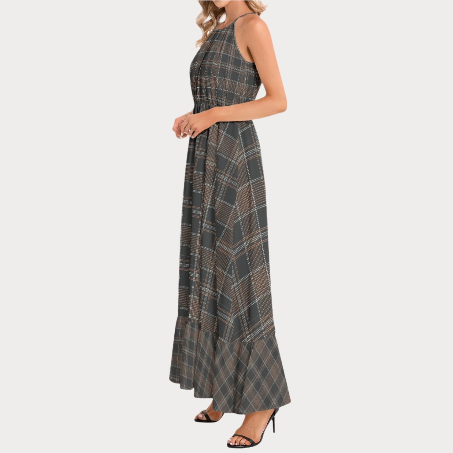 Brooklyn Republic™ Truffle Butter Hem Halter Neck Maxi Dress