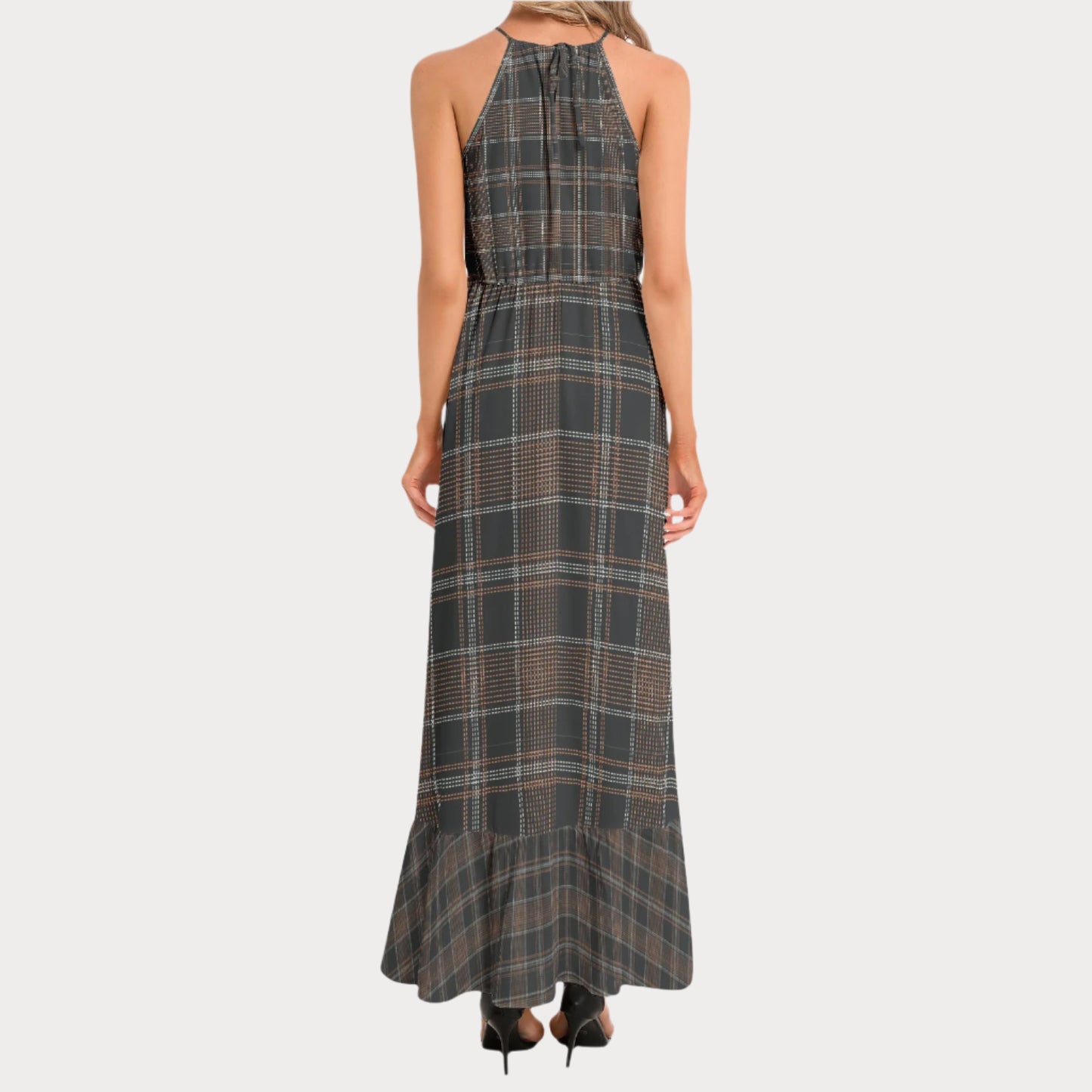Brooklyn Republic™ Truffle Butter Hem Halter Neck Maxi Dress