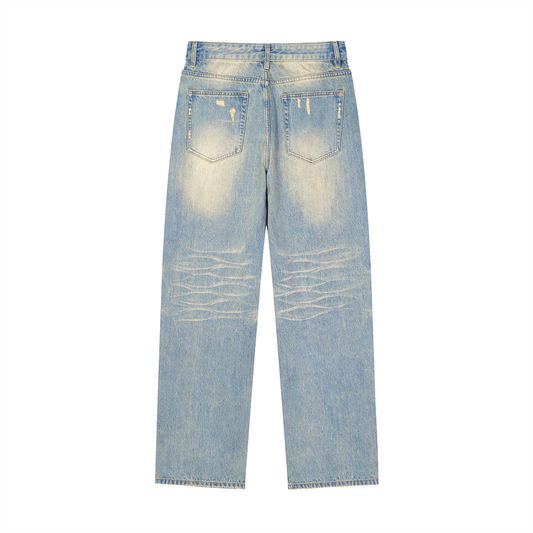 Brooklyn Republic™ "Sunshine" Sun Fade Raw Hem Denim Jeans