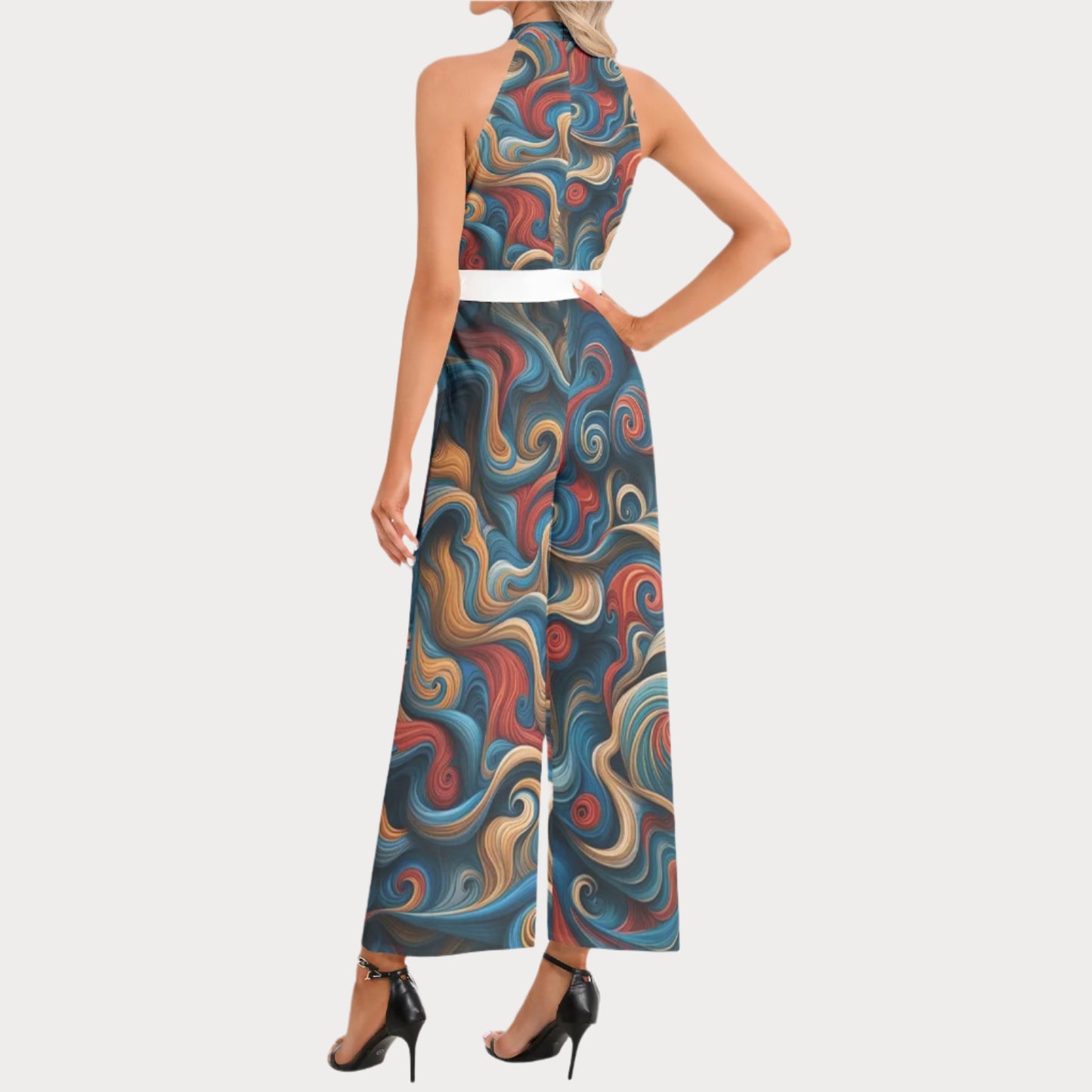 Brooklyn Republic™ Mercy Halter Neck Buckle Belted Jumpsuit