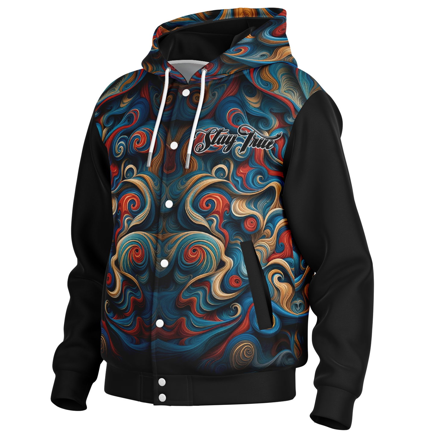 STAY TRUE™ Mercy Heavyweight Hooded Baseball Jacket