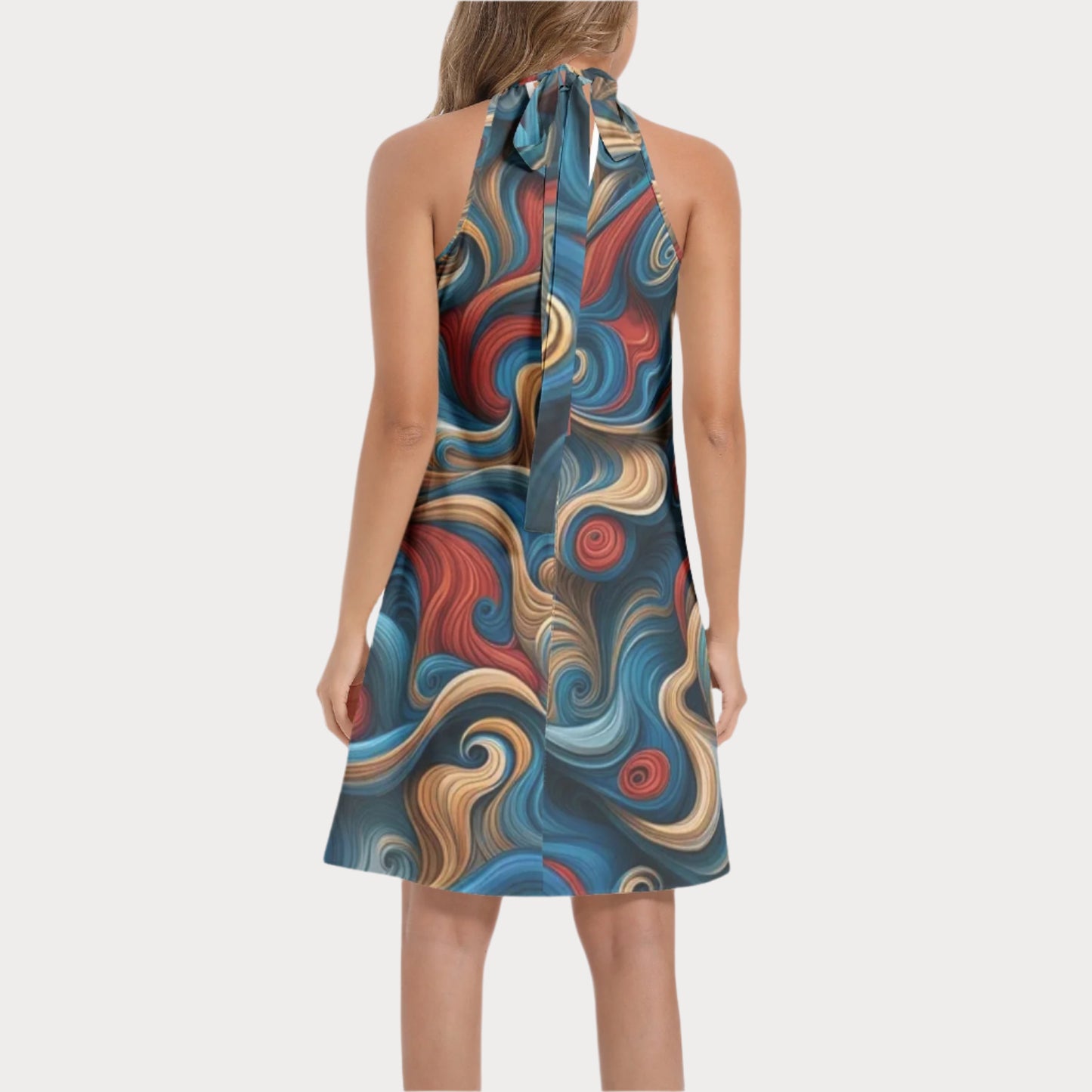 Brooklyn Republic™ Mercy Tie Back Halter Neck Flared Dress