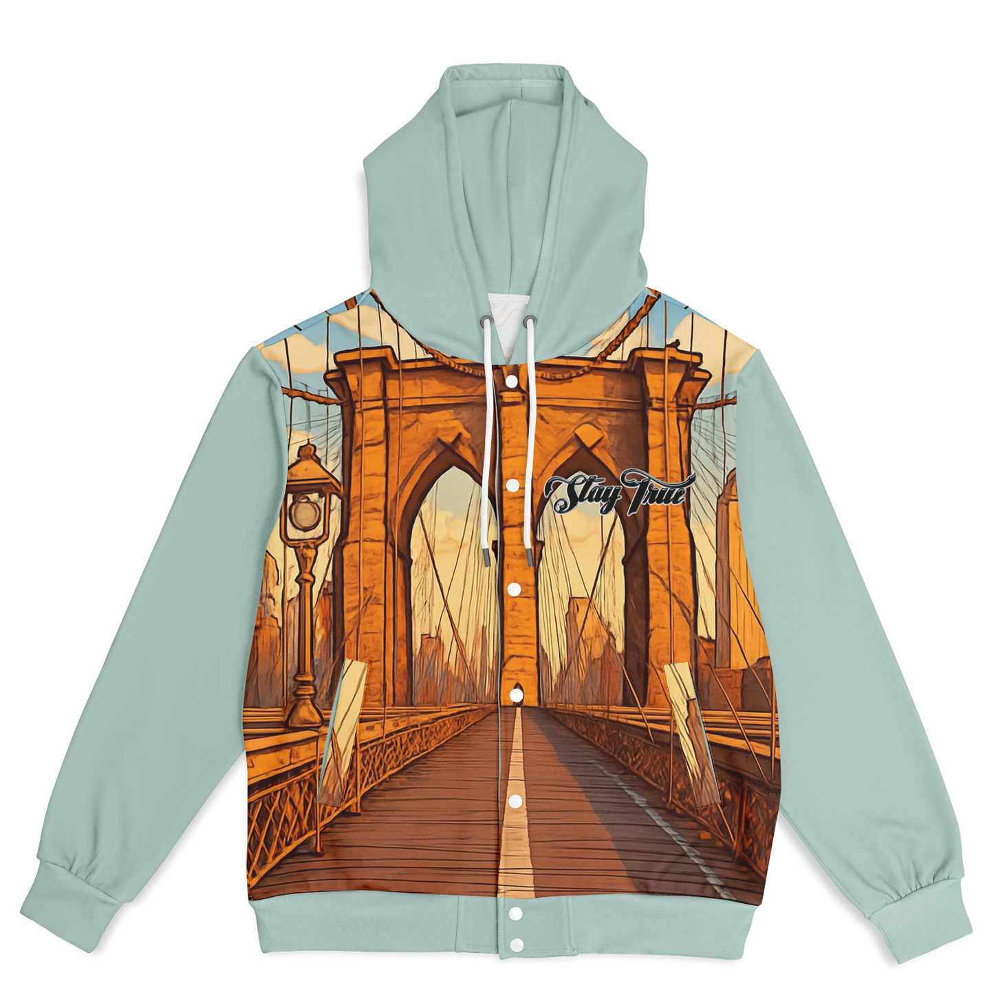 STAY TRUE™ Afternoon Stroll Hooded Baseball Jacket