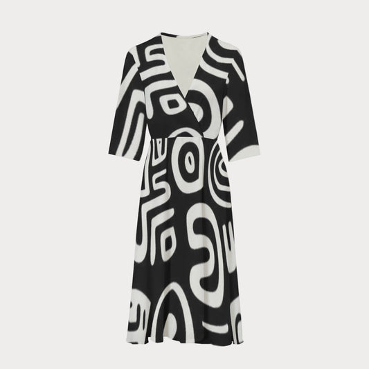 Sankofa™ Uwe Women's Knee-Length V-Neck Dress