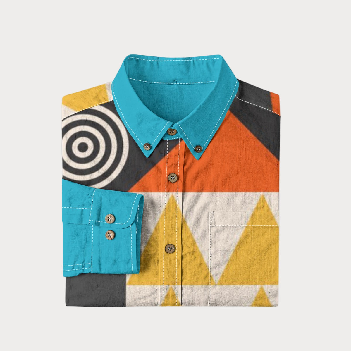 Brooklyn Republic™Aztec Immortal Men's Lapel Long Sleeve Shirt