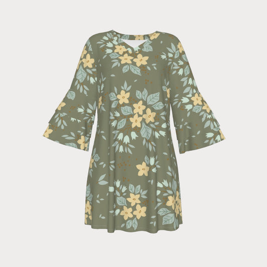 Brooklyn Republic™ Flower Garden Women's Stacked Ruffle Sleeve Dress
