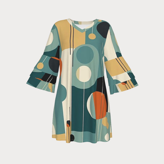 Brooklyn Republic™ Symmetric Women's Stacked Ruffle Sleeve Dress