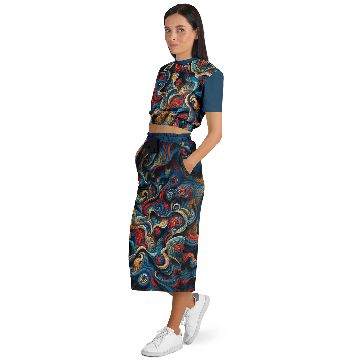 STAY TRUE™ Mercy Cropped Sleeve Sweatshirt and Long Skirt