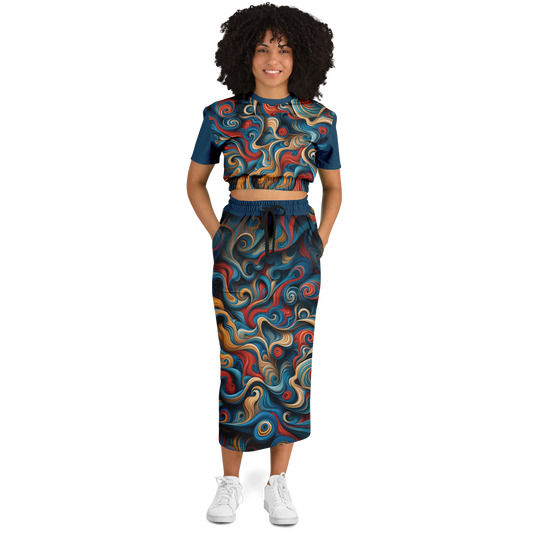 STAY TRUE™ Mercy Cropped Sleeve Sweatshirt and Long Skirt