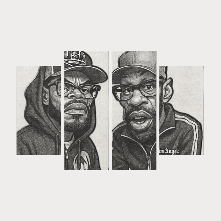 Brooklyn Republic™ "Uncle Mef & Uncle Red" 4 Piece Canvas Wall Painting