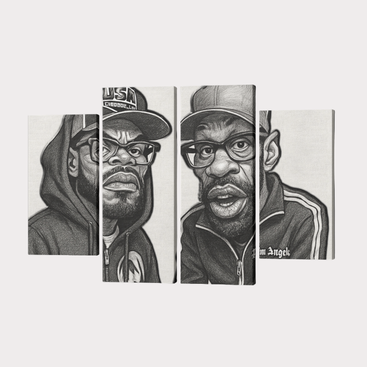 Brooklyn Republic™ "Uncle Mef & Uncle Red" 4 Piece Canvas Wall Painting