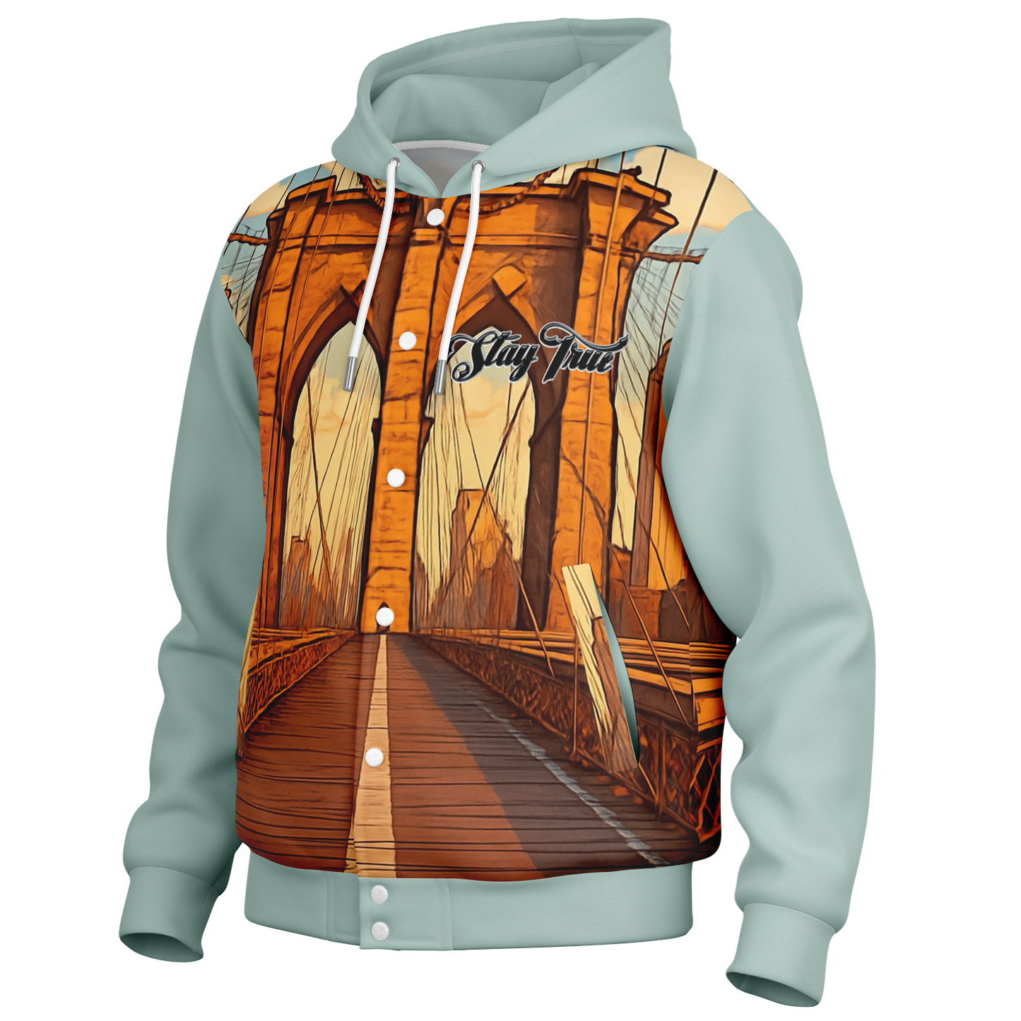 STAY TRUE™ Afternoon Stroll Hooded Baseball Jacket