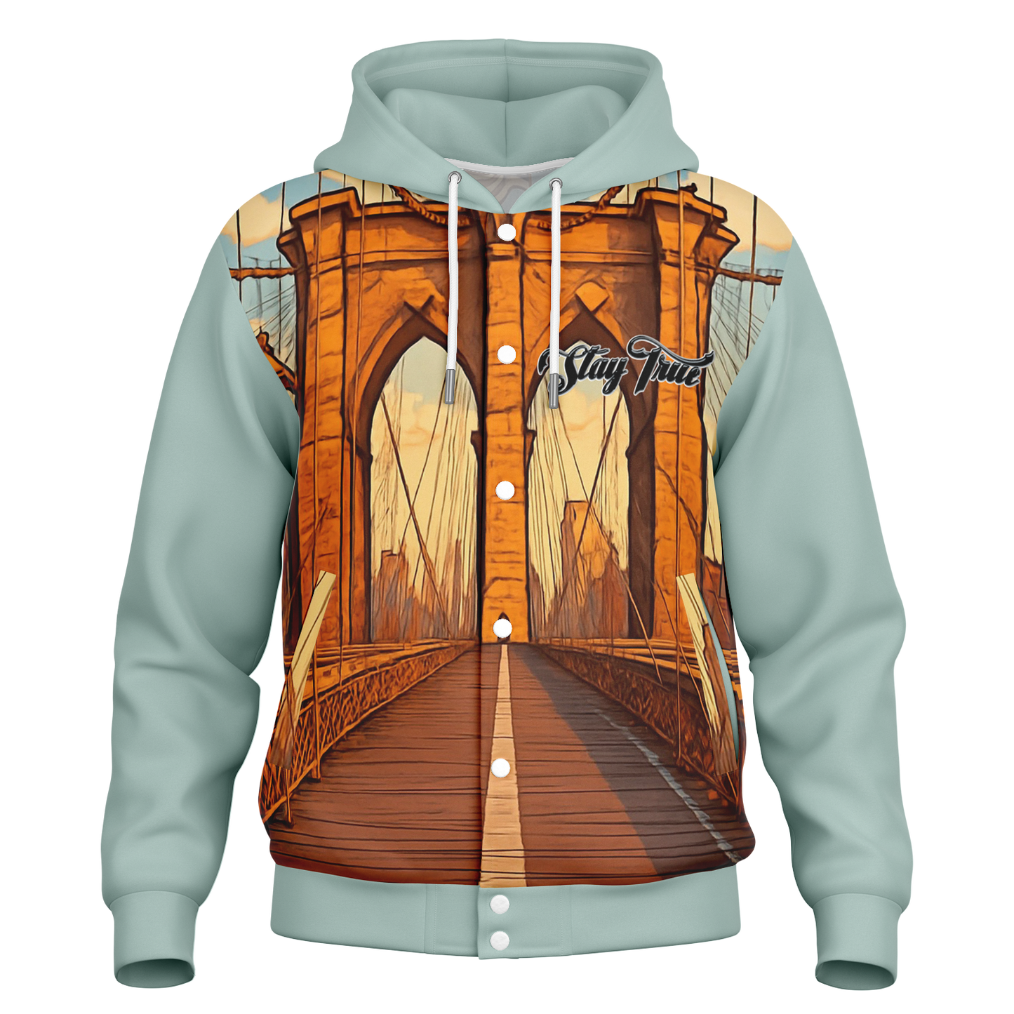 STAY TRUE™ Afternoon Stroll Hooded Baseball Jacket