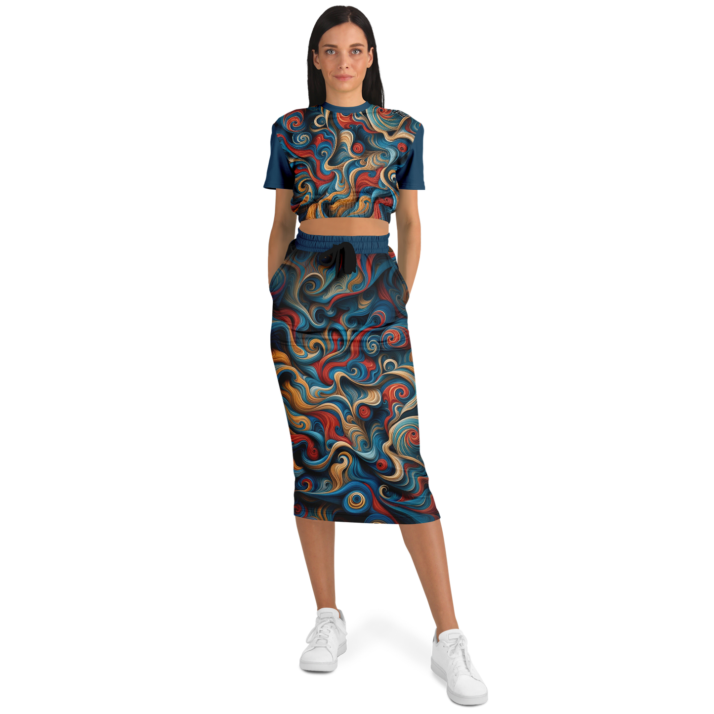 STAY TRUE™ Mercy Cropped Sleeve Sweatshirt and Long Skirt